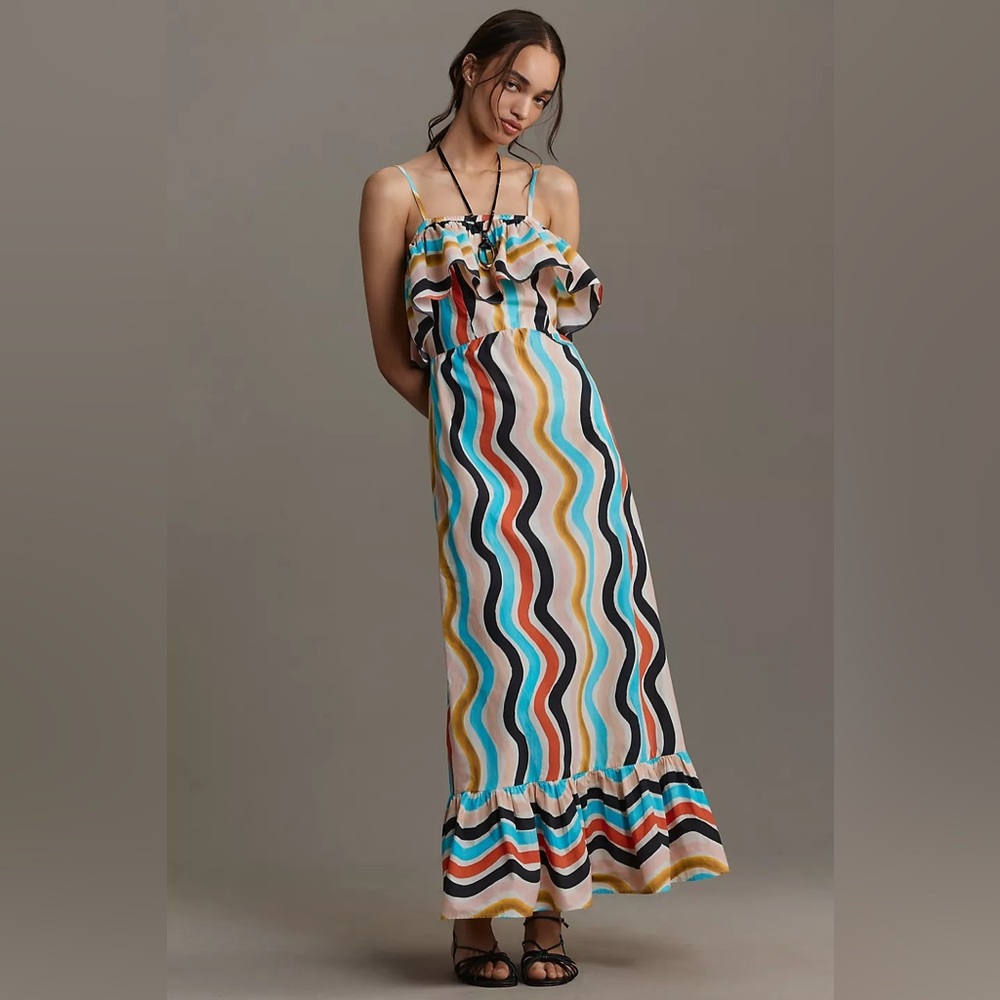 Anthropologie Farm Rio Sleeveless Ruffle Maxi Dress (Size S) - NWT